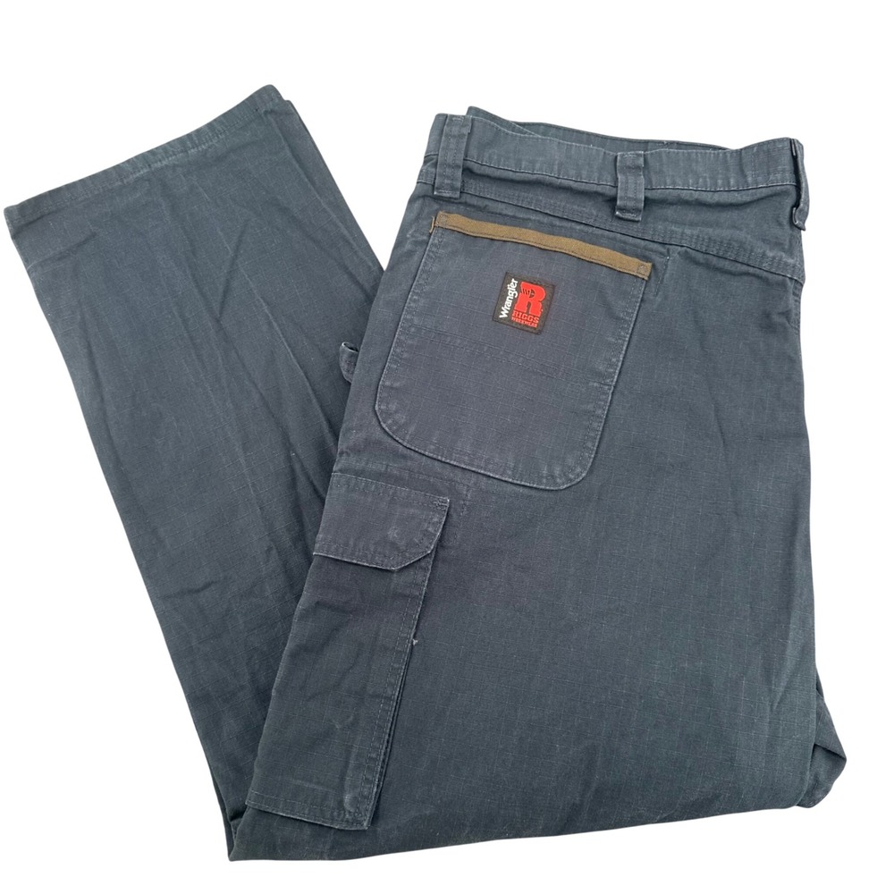 Wrangler Riggs Workwear Mens 44x30 Navy Blue Ripstop Cargo Pants 103W060NY‎